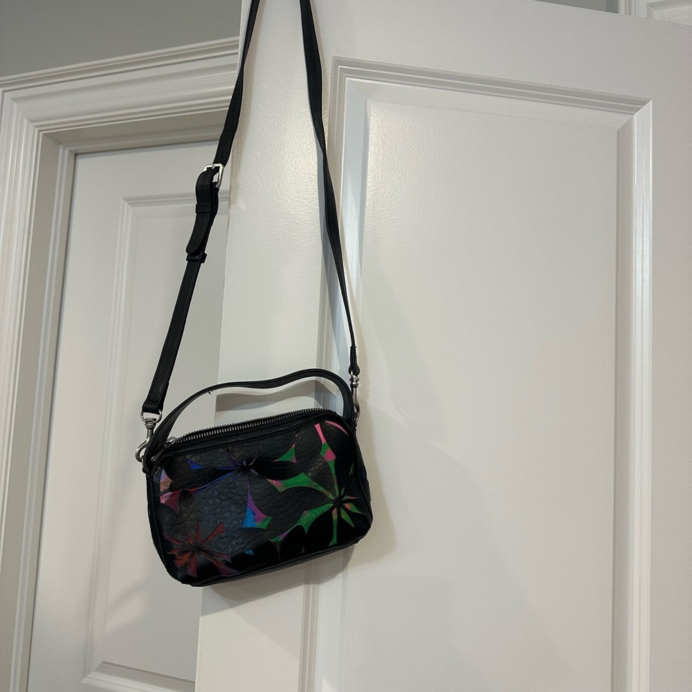 Desigual Small Black Floral Crossbody Bag